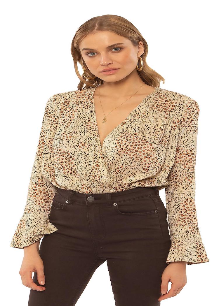 Amuse society Aja L/S woven bodysuit