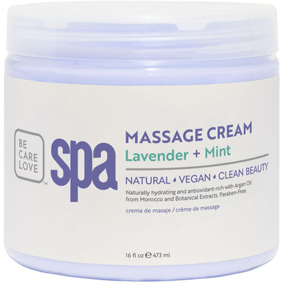 BCL SPA Massage Cream - Organic Lavender & Mint Body Lotion | 16 oz | Home & Pro Use