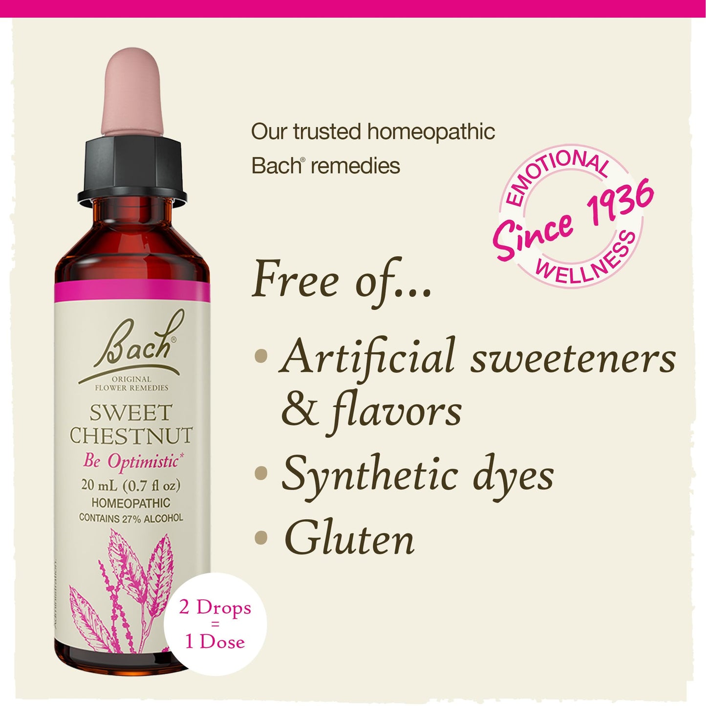 Bach Sweet Chestnut Flower Remedy – Be Optimistic (20mL) – Vegan & Gluten Free