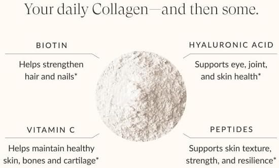 Beam Collagen Powder for Women with Hyaluronic Acid & Biotin – Grass-Fed, 60 Servings