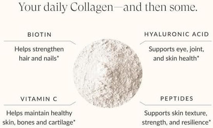 Beam Collagen Powder for Women with Hyaluronic Acid & Biotin – Grass-Fed, 60 Servings