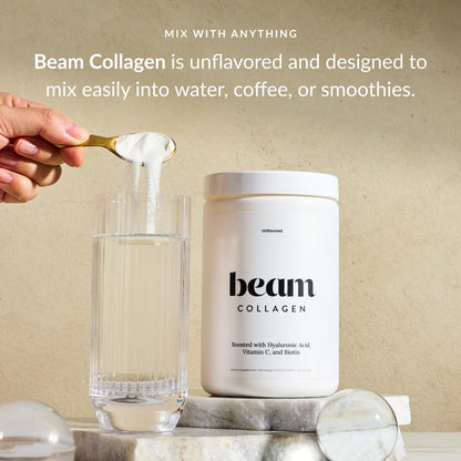Beam Collagen Powder for Women with Hyaluronic Acid & Biotin – Grass-Fed, 60 Servings