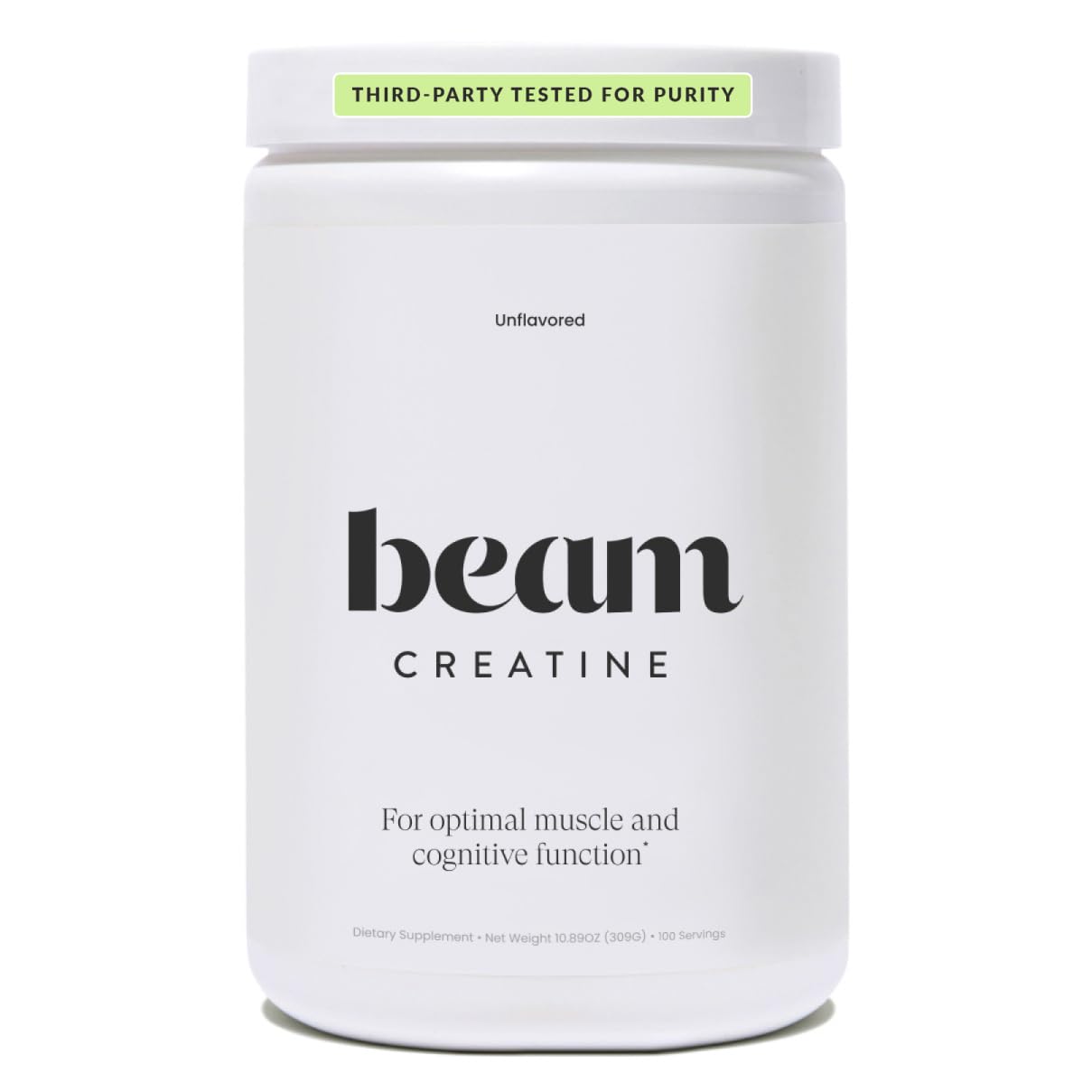 Beam Creatine Powder – Micronized Creatine Monohydrate | Third-Party Tested | 100 Servings | Unflavored