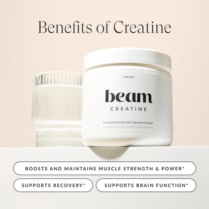 Beam Creatine Powder – Micronized Creatine Monohydrate | Third-Party Tested | 100 Servings | Unflavored