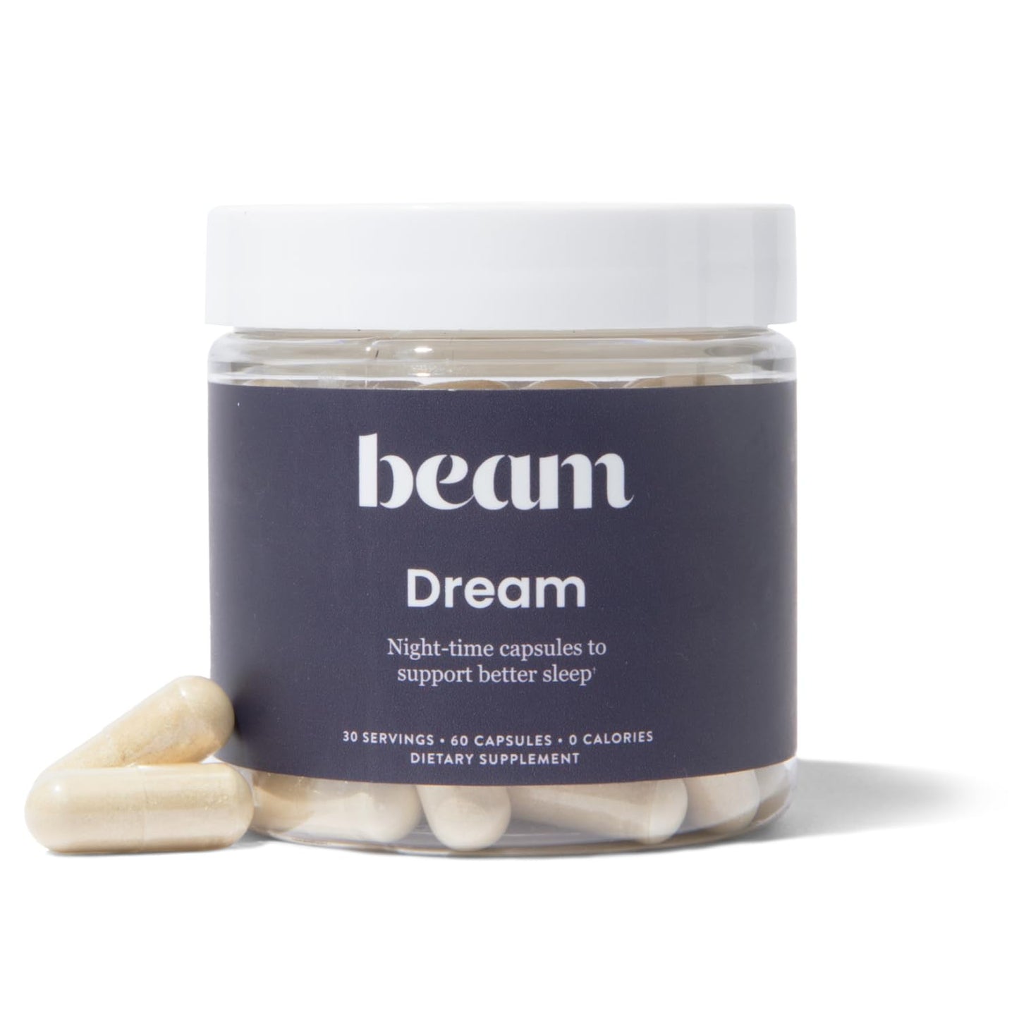 Beam Dream Sleep Capsules – Natural Sleep Aid with Magnesium, Melatonin & L-Theanine | 30 Servings
