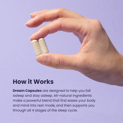 Beam Dream Sleep Capsules – Natural Sleep Aid with Magnesium, Melatonin & L-Theanine | 30 Servings