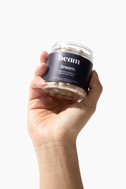 Beam Dream Sleep Capsules – Natural Sleep Aid with Magnesium, Melatonin & L-Theanine | 30 Servings