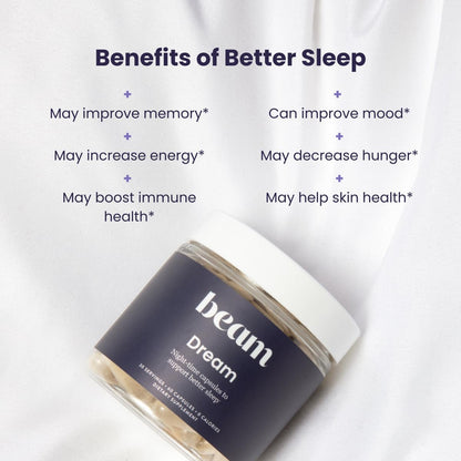Beam Dream Sleep Capsules – Natural Sleep Aid with Magnesium, Melatonin & L-Theanine | 30 Servings