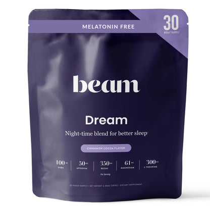 Beam Dream Sleep Powder – Melatonin-Free Sleep Aid with Magnesium & L-Theanine | 30 Servings | Vegan