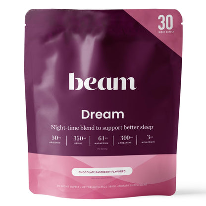 Beam Dream Sleep Powder – Natural Sleep Support with L-Theanine, Apigenin, Reishi & Magnesium | Non-GMO, Third-Party Tested | 30 Servings