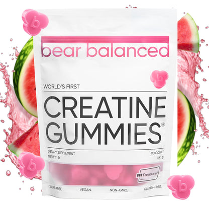 Bear Balanced Creatine Gummies with Creapure Monohydrate, L-Theanine & B12 – Focus, Energy & Strength (Vegan, Sugar-Free, Low-Calorie)