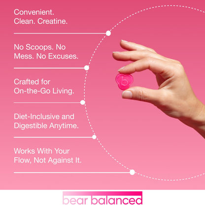 Bear Balanced Creatine Gummies with Creapure Monohydrate, L-Theanine & B12 – Focus, Energy & Strength (Vegan, Sugar-Free, Low-Calorie)