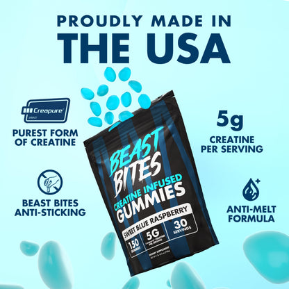 BEAST BITES Creatine Monohydrate Gummies – 5g Creapure, 150 Gummies, USA Made