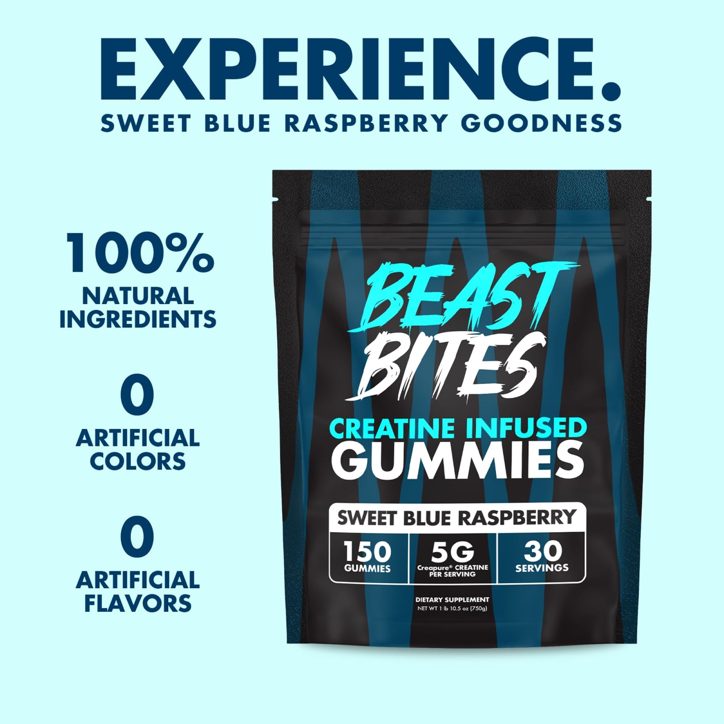 BEAST BITES Creatine Monohydrate Gummies – 5g Creapure, 150 Gummies, USA Made