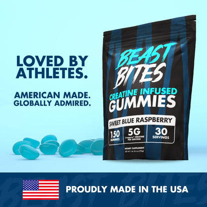 BEAST BITES Creatine Monohydrate Gummies – 5g Creapure, 150 Gummies, USA Made