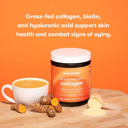 Beauty + Sleep Collagen Protein Powder – Turmeric Coconut Latte | Perfect Keto
