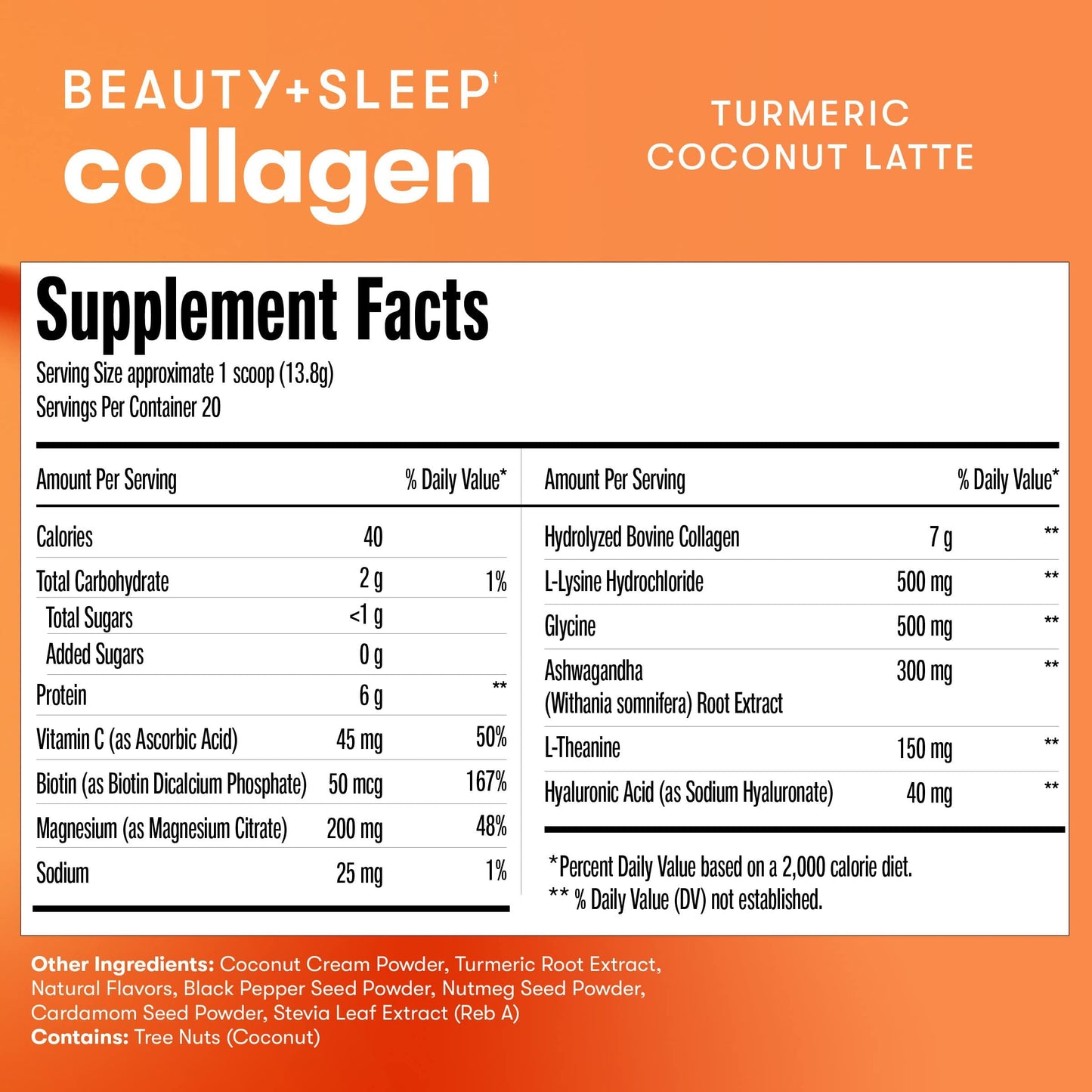 Beauty + Sleep Collagen Protein Powder – Turmeric Coconut Latte | Perfect Keto