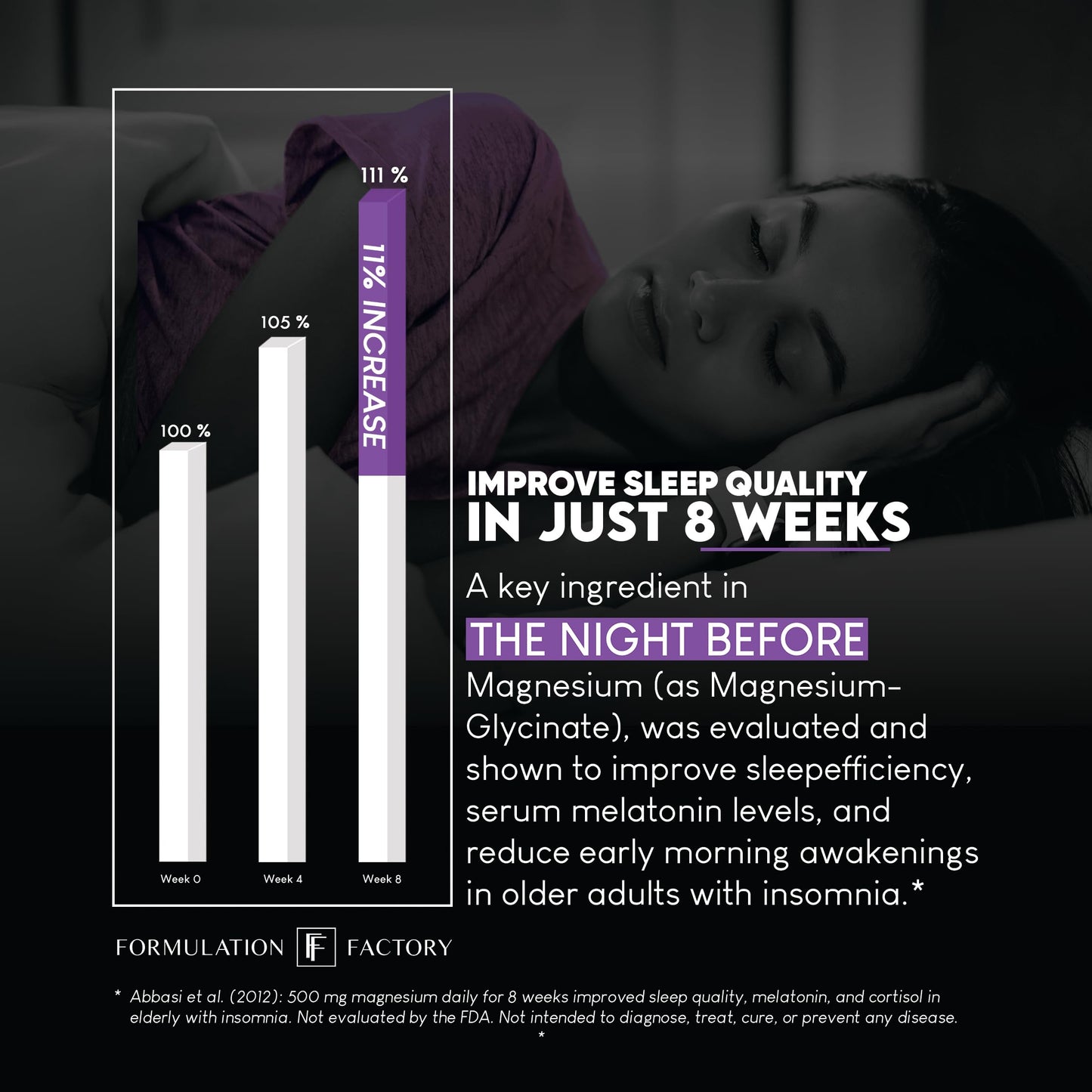 Formulation Factory The Night Before 10-in-1 Midnight Maximizer Sleep Supplement — Magnesium Glycinate, L-Theanine & More (360 Capsules, 6 Months)