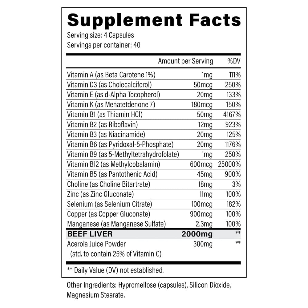 Beef Liver Capsules 2000mg | Nine Lives Liver Supplement
