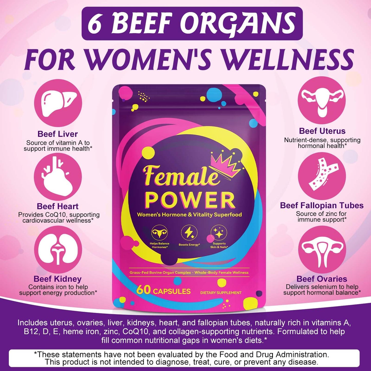 Beef Liver Capsules for Women – Hormone Balance & Energy (60 Caps)