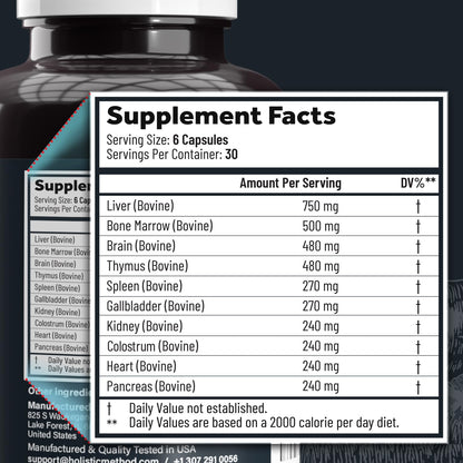 Carnivore Method Beef Organ Supplement Complex – 180 Capsules, Grass-Fed NZ Organs
