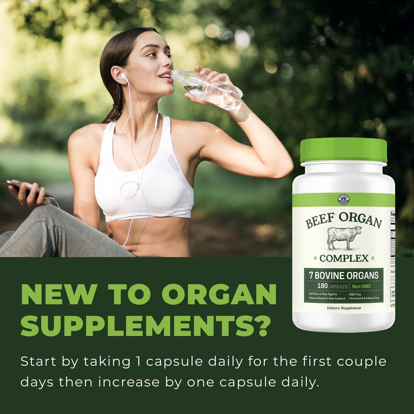Beef Organ Supplement Grass Fed - 7-Organ NZ Complex | 180ct | Non-GMO