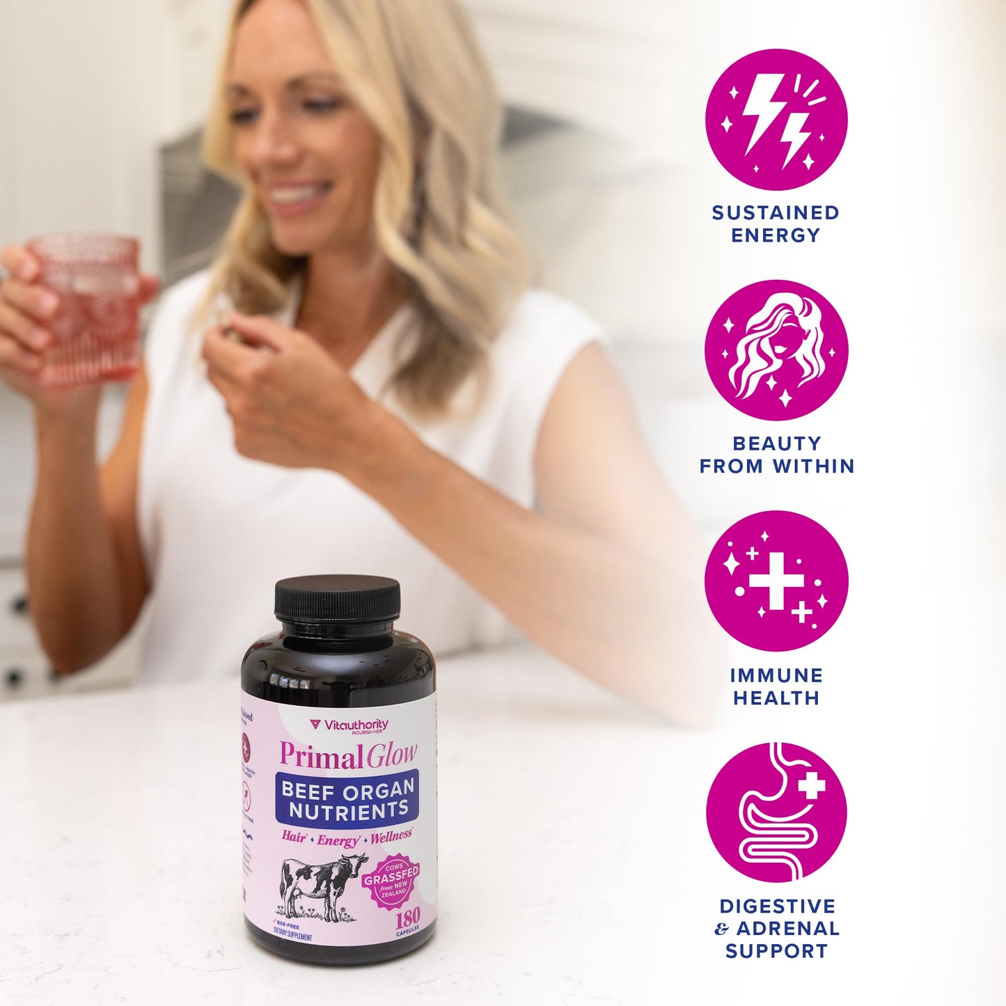 Beef Organ Supplement for Women | Grass-Fed NZ Bovine, 7 Organs, 30 Servings