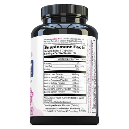 Beef Organ Supplement for Women | Grass-Fed NZ Bovine, 7 Organs, 30 Servings