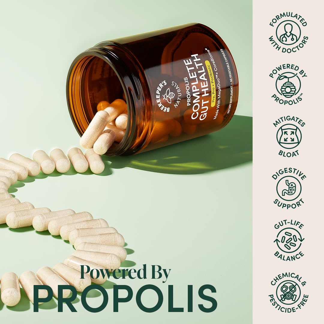 Beekeeper's Naturals Complete Gut Health - 3-in-1 Prebiotic, Probiotic & Postbiotic (60 cap)