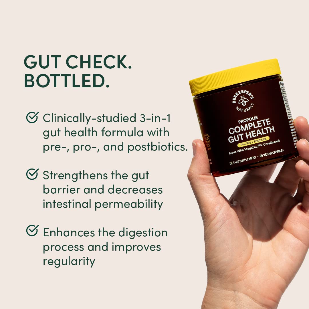 Beekeeper's Naturals Complete Gut Health - 3-in-1 Prebiotic, Probiotic & Postbiotic (60 cap)