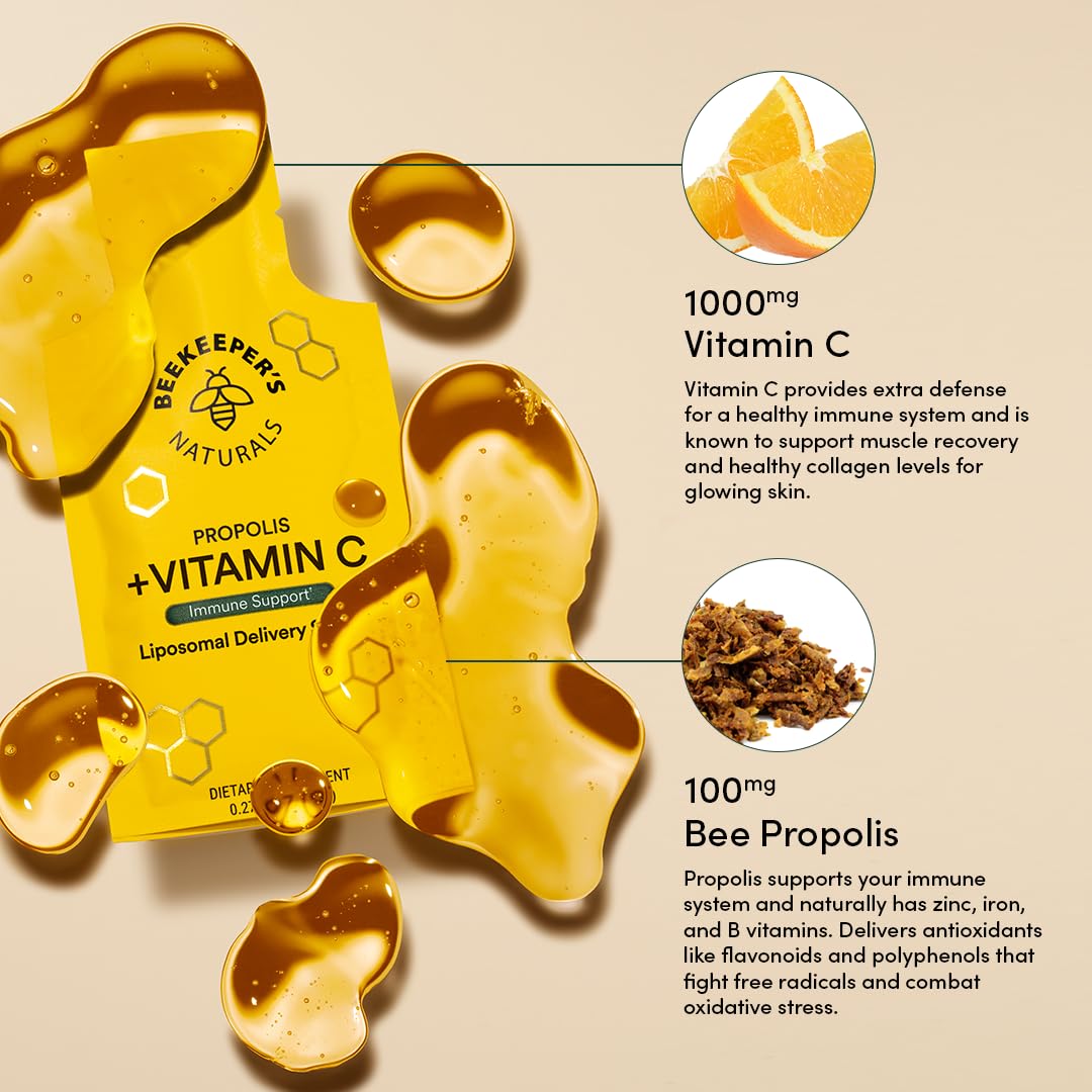 Beekeepers Naturals Propolis Liposomal Vitamin C 1000mg | Immune Support & Bioavailability