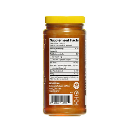 Beekeeper's Naturals Superfood Honey – Bee Pollen, Royal Jelly & Propolis (11.6 oz)
