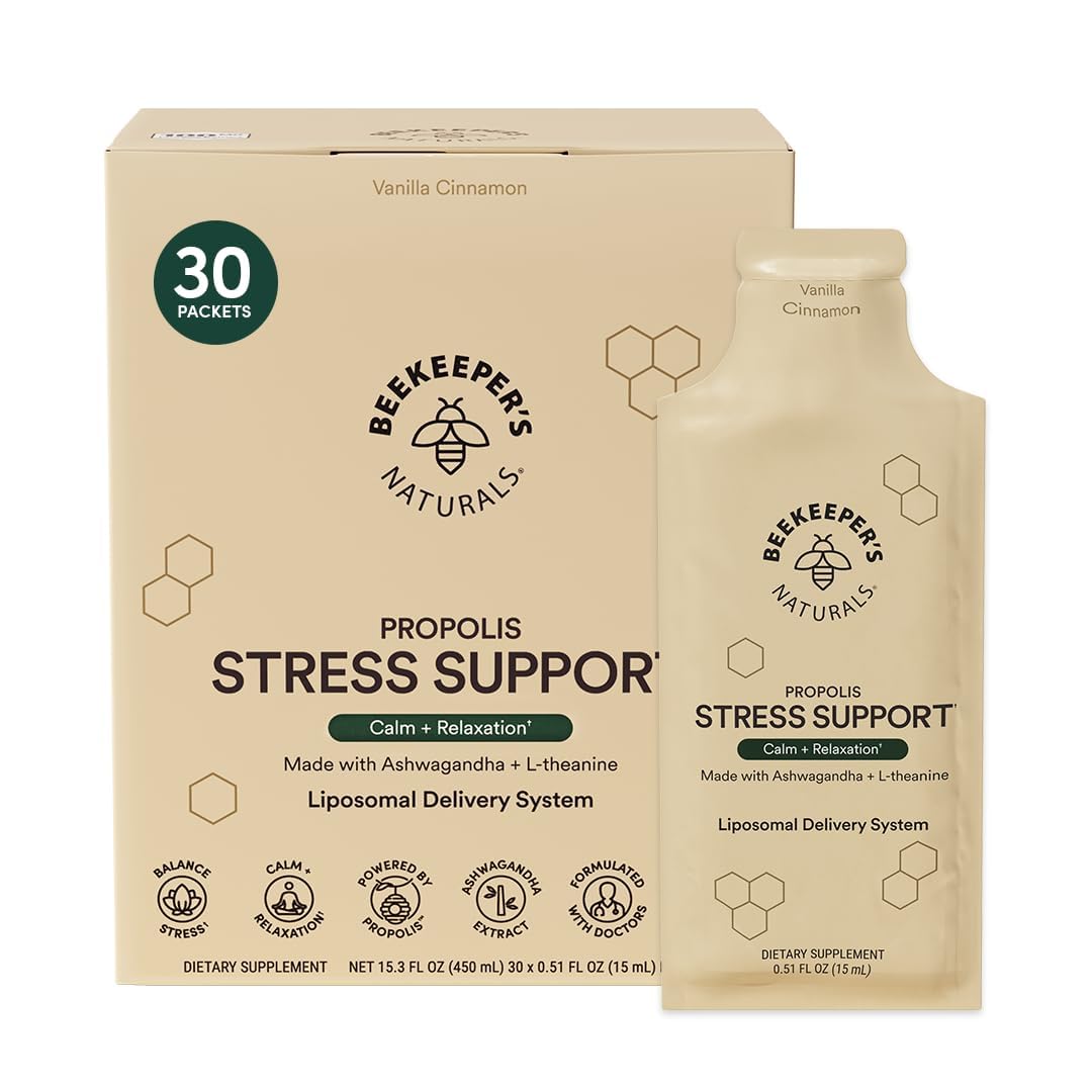 Beekeeper's Naturals Ashwagandha Liposomal Stress Support 600mg with Propolis & L-Theanine, 30ct