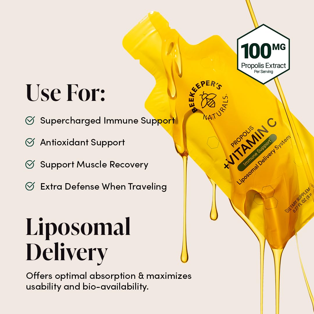 Beekeepers Naturals Propolis Liposomal Vitamin C 1000mg | Immune Support & Bioavailability