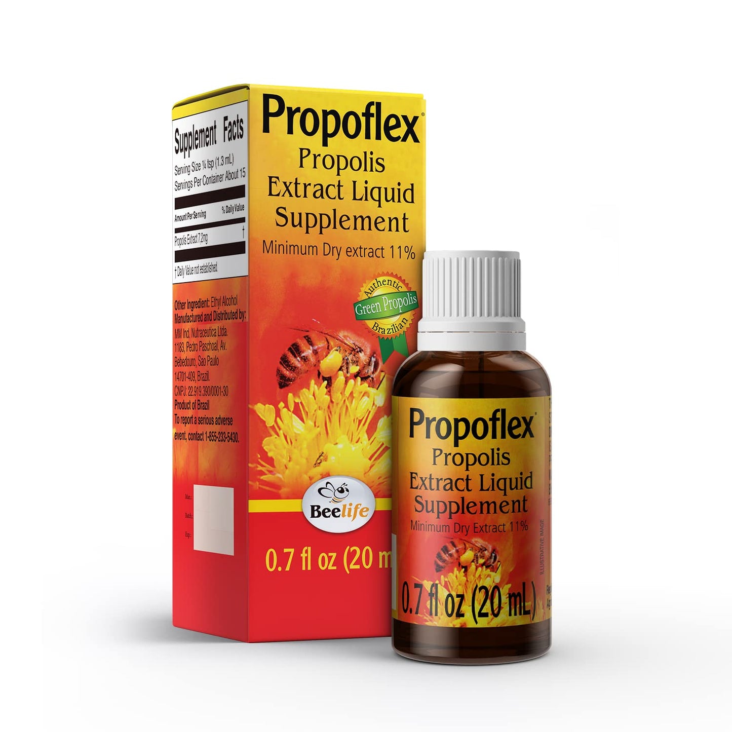 Beelife Brazilian Green Propolis Extract 11% Dry – Antioxidant, Kosher, 20ml