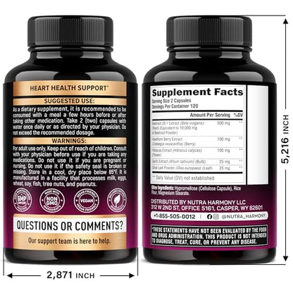 NutraHarmony Beet Root 5-in-1 Complex Capsules — Heart Health & Blood Pressure Support — 240 Capsules, Made in USA