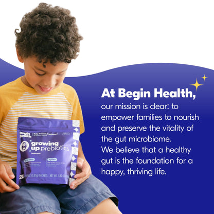 Begin Health Growing Up Prebiotics for Kids – 28-Pack Unflavored Prebiotic Powder