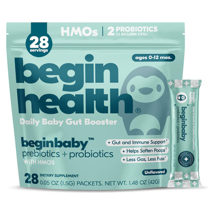 BeginBaby Prebiotics & Probiotics for Infants (0-12 Months) | Begin Health, 28-Pack Unflavored