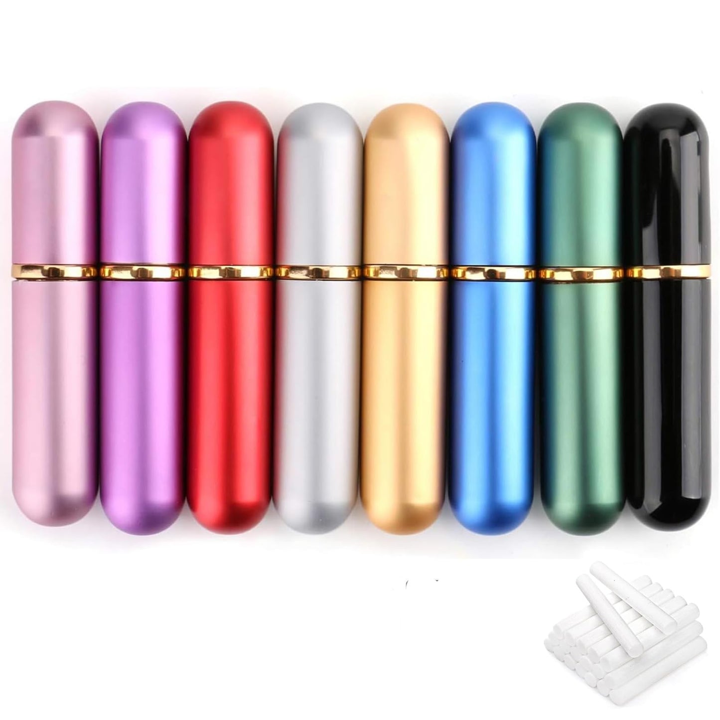 Bekith 8-Color Empty Essential Oil Nasal Inhalers – Refillable Aromatherapy Tubes (20 Wicks)