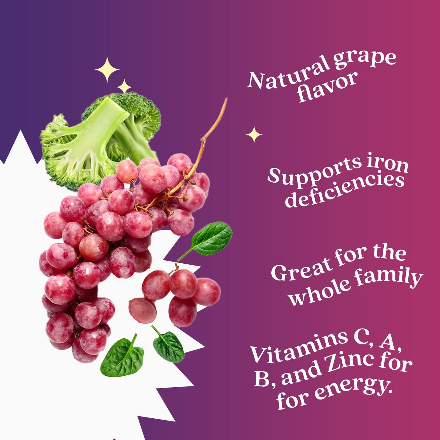 BeLive Iron Gummies - Vegan Multivitamin with Vitamin C & Zinc, Grape Flavor