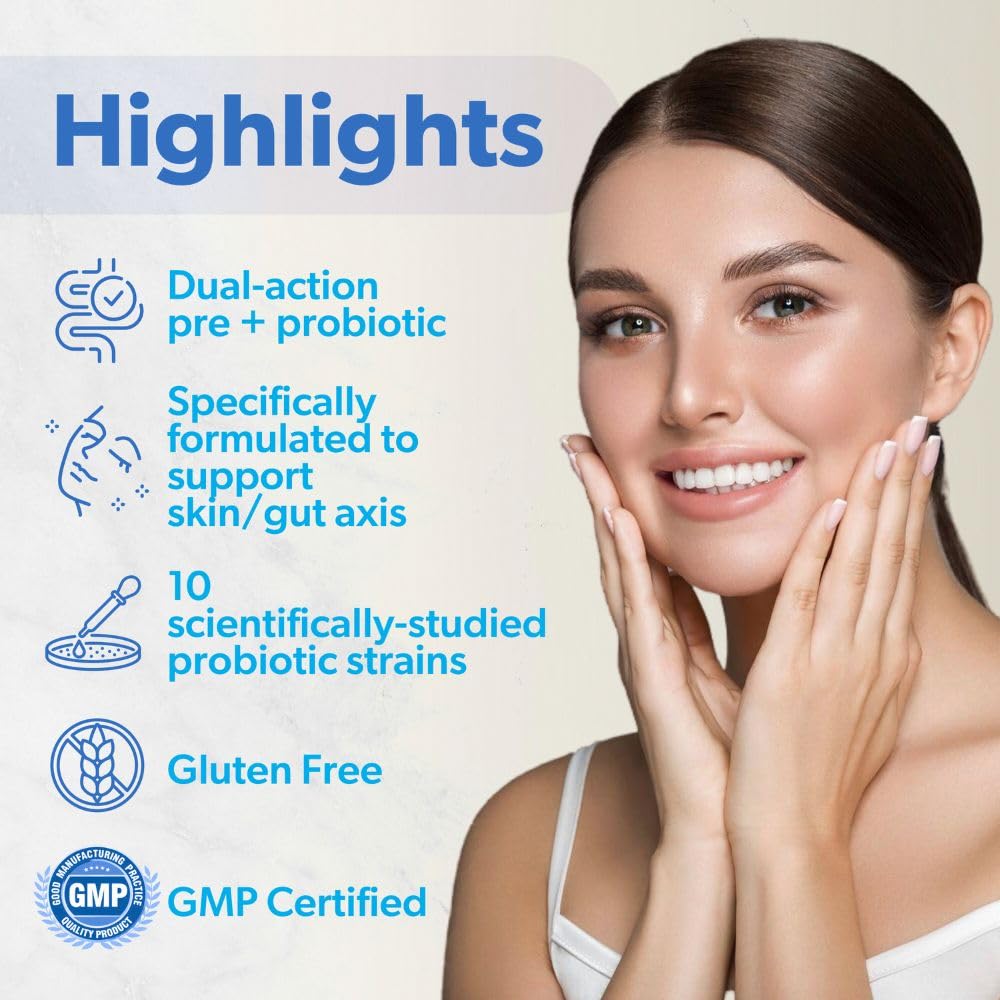 belle+bella Probiotic Skin Therapy - Dual Action Probiotic & Prebiotic, 30 Caps