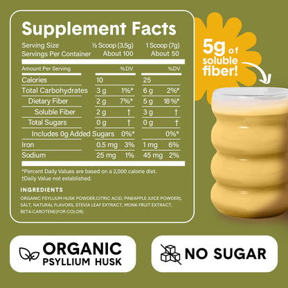 Bellway Super Fiber Powder + Fruit – Pineapple Passion (Sugar-Free Psyllium Husk Fiber)