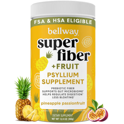 Bellway Super Fiber Powder + Fruit – Pineapple Passion (Sugar-Free Psyllium Husk Fiber)