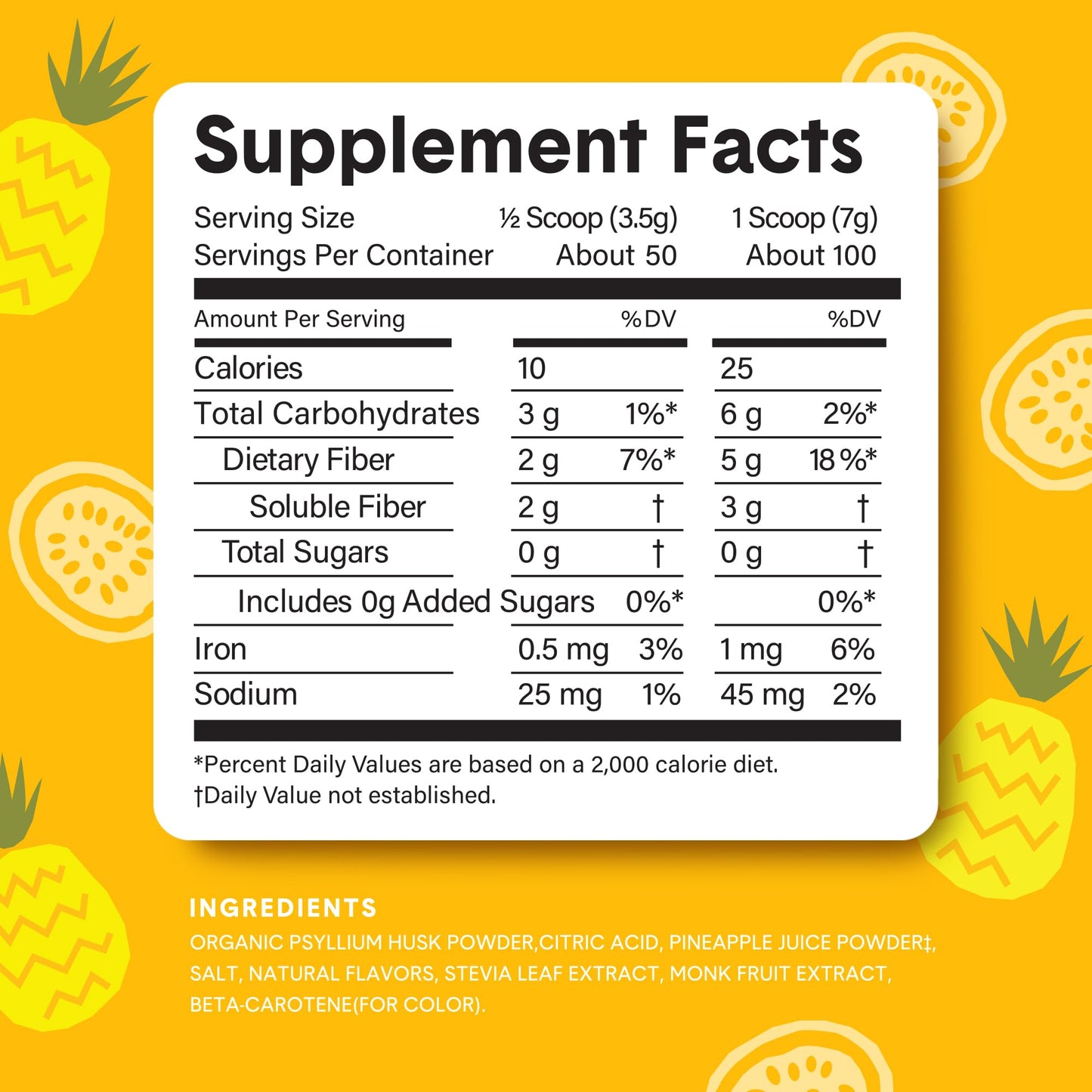 Bellway Super Fiber Powder + Fruit – Pineapple Passion (Sugar-Free Psyllium Husk Fiber)