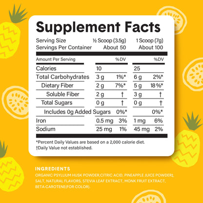 Bellway Super Fiber Powder + Fruit – Pineapple Passion (Sugar-Free Psyllium Husk Fiber)
