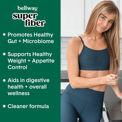 Bellway Super Fiber + Greens Powder | Sugar-Free Psyllium Husk Fiber (30 Servings)