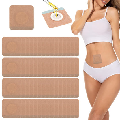 Belly Button Castor Oil Patch - 100 Pcs Disposable Pack Wraps, Organic Cotton Self-Adhesive
