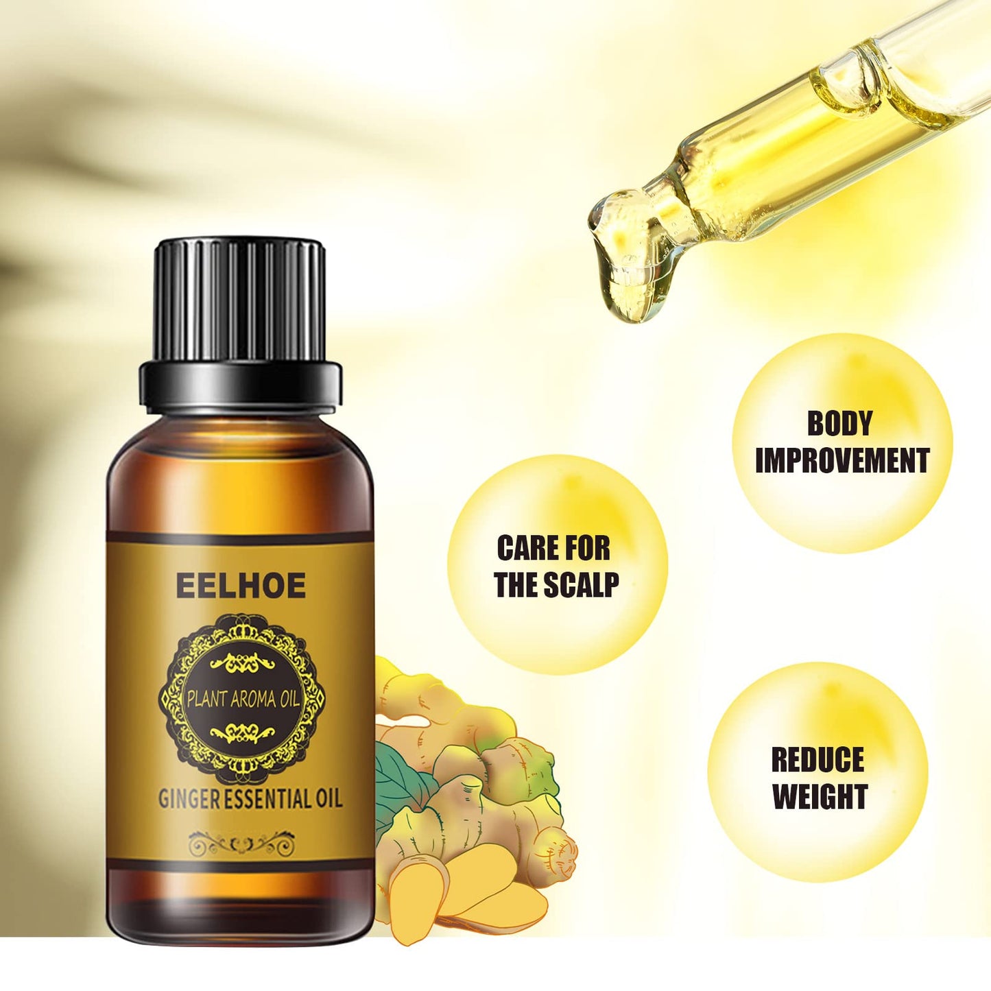 3 Pcs Belly Drainage Ginger Oil – Promote Blood Circulation & Metabolism (90 ML)