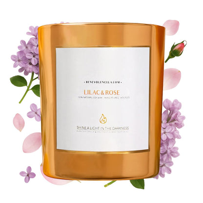 Benevolence LA Lilac & Rose Wood Wick Candle – 8oz Soy Christmas Candle, 45 Hour Burn