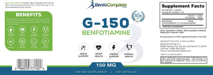 Benfocomplete Benfotiamine 150 mg – 120 Gelatin Capsules per Bottle | Pack of 3 Bottles